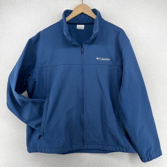COLUMBIA Jacket Mens XL Fleece Softshell Full Zip Outdoors Hiking Blue - Picture 1 of 16